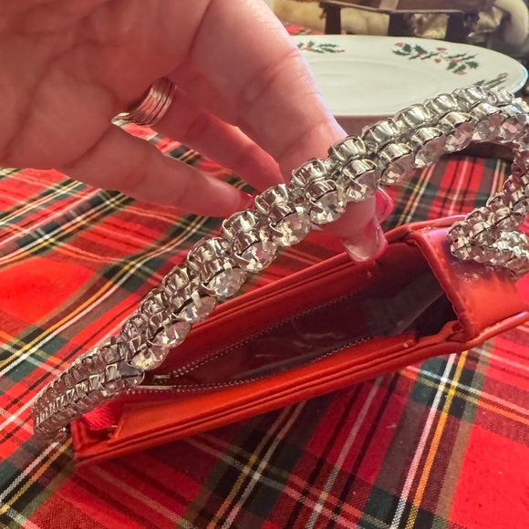 Heart-Shaped Bag with Rhinestone Handle - Picture 2 of 9